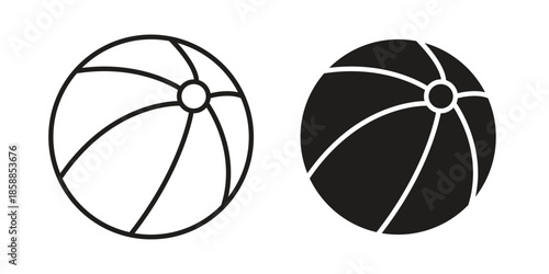 Beach ball icons set in multiple style collection