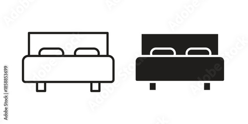 Bed icons set in multiple style collection