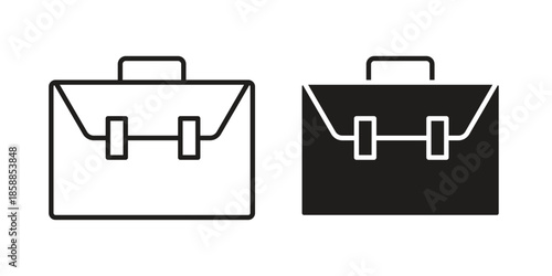 Briefcase icons set in multiple style collection