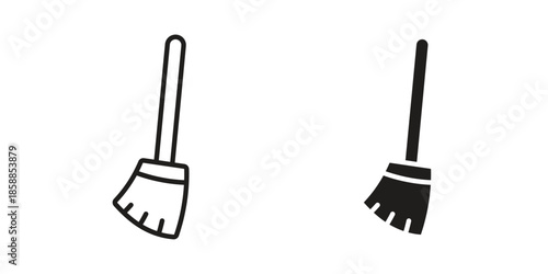 Broom icons set in multiple style collection