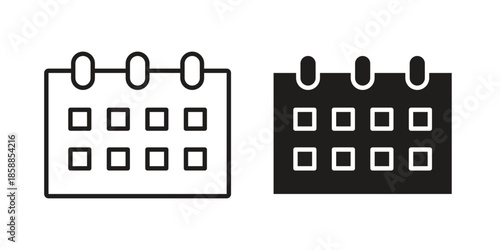 Calendar icons set in multiple style collection