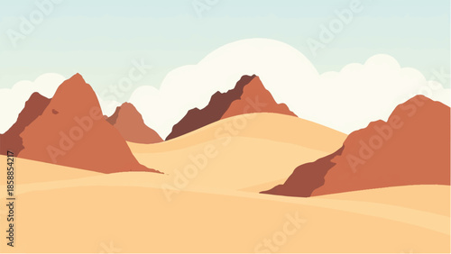 Rocky Desert landscape. Illustration of a desert landscape. Desert dunes. Vector illustration.
