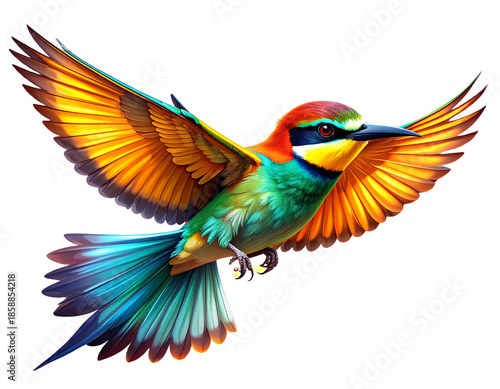 Fantasy Illustration of Bee-Eater with Radiant Feathers