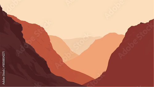Rocky Desert landscape. Illustration of a desert landscape. Desert dunes. Vector illustration.