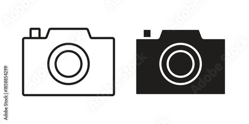 Camera icons set in multiple style collection