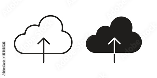 Cloud upload icons set in multiple style collection