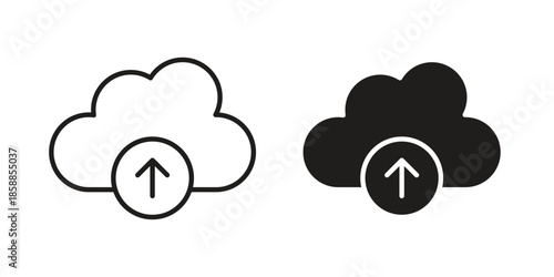 Cloud upload icons set in multiple style collection