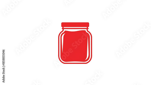 Simple red jar graphic with a lid, outlined in white, centered on a plain white background