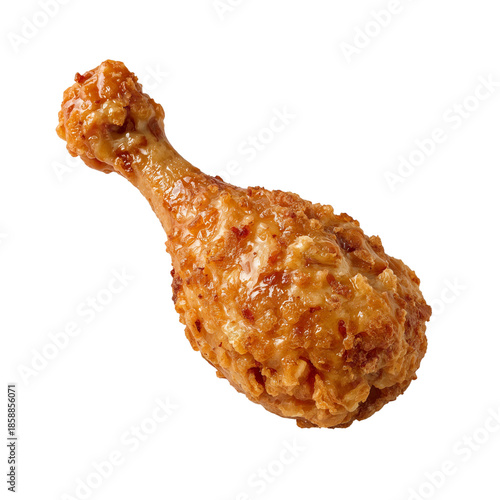 Fried Chicken Drumstick on a Plain Background With Crispy Coating and Juicy I...