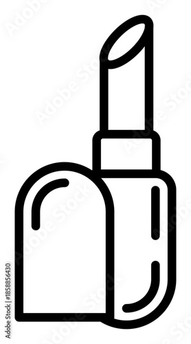 Sleek minimalist line art lipstick icon, perfect for beauty branding and makeup graphics. This clean, modern design symbolizes elegance and style for fashion websites or creative salon logos.