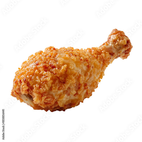 Fried Chicken Drumstick on a Plain Background With Crispy Coating and Juicy I...
