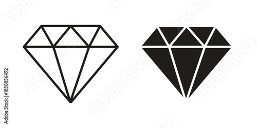 Diamond icons set in multiple style collection