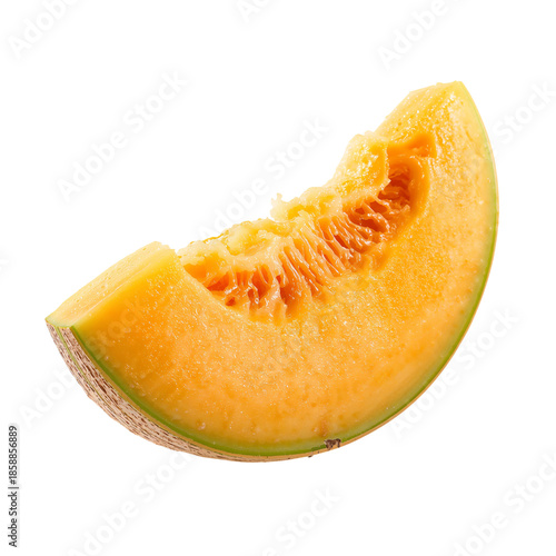 Fresh Slice of Cantaloupe Fruit Ready for Summer Snack or Dessert
