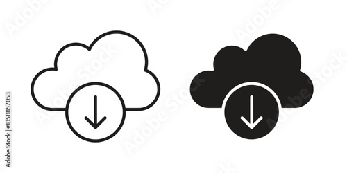 Download from Cloud icons set in multiple style collection