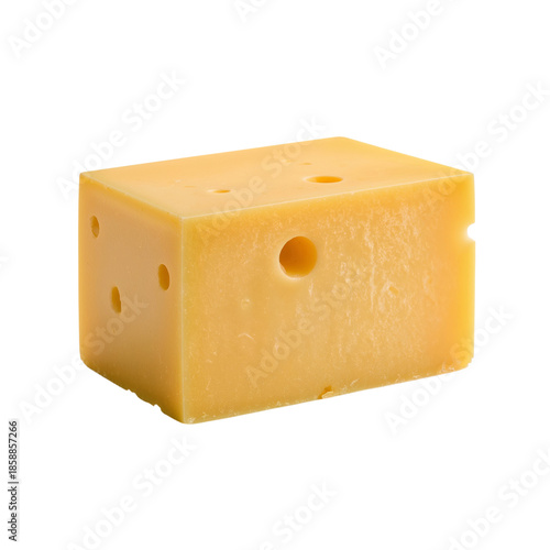 Block of Yellow Cheese on a White Background Ready for Various Dishes