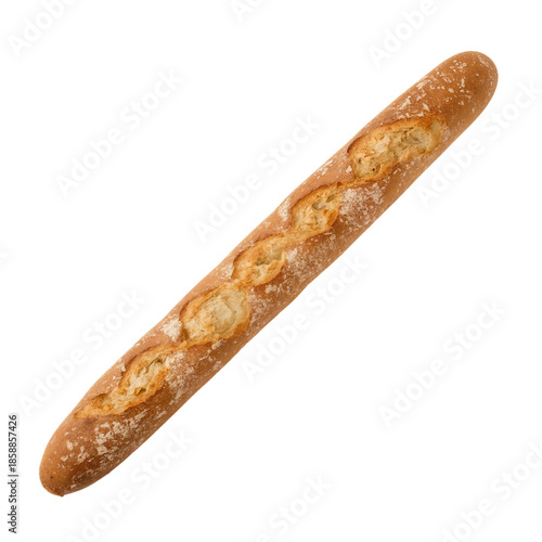 Freshly Baked Long Bread Loaf Placed on a Clean Surface Ready for Slicing and...