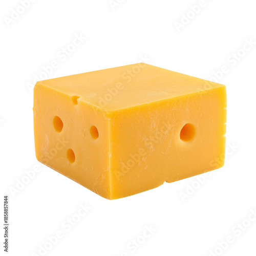 Block of Yellow Cheese on a White Background Ready for Various Dishes