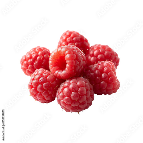 Fresh Raspberries Collected and Displayed on a White Background Ready for Eat...