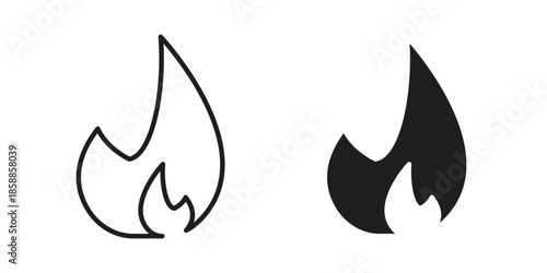 Fire icons set in multiple style collection