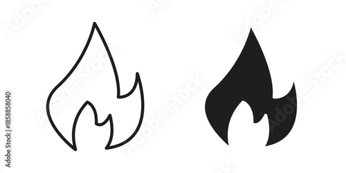 Flame icons set in multiple style collection