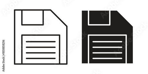 Floppy disk icons set in multiple style collection