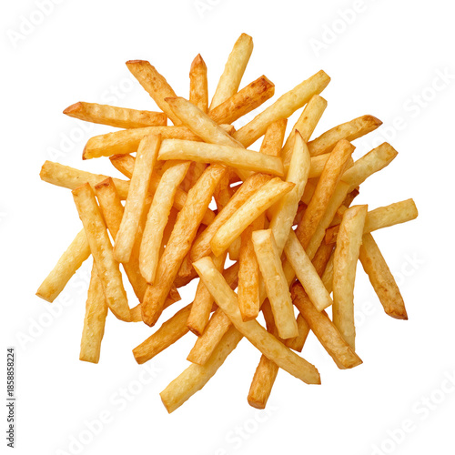 Freshly Cooked French Fries Arranged on a White Surface During a Food Prepara...