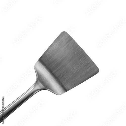 Metal Spatula on a White Background Showing Clean Lines and Shiny Surface