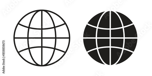 Globe icons set in multiple style collection