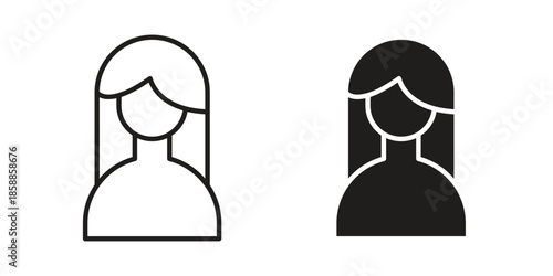 Girl icons set in multiple style collection