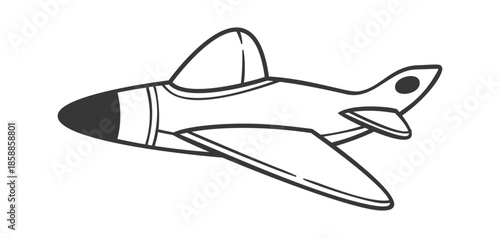Cute doodle jet black-and-white aviation
