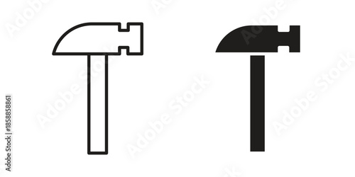 Hammer icons set in multiple style collection