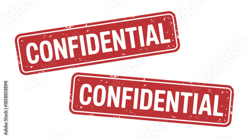 Red Confidential Stamps on White Background with Distressed Texture for Official Documents