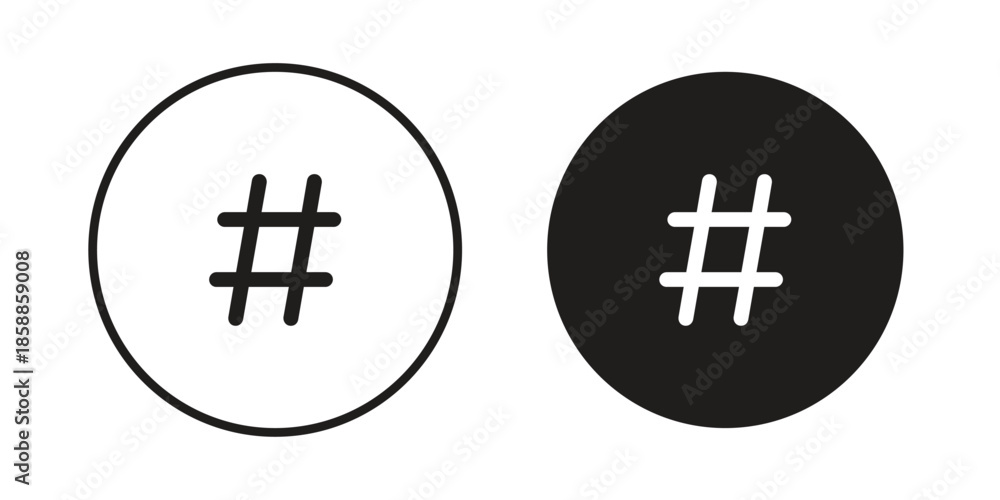 Obraz premium Hashtag icons set in multiple style collection