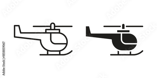 Helicopter icons set in multiple style collection