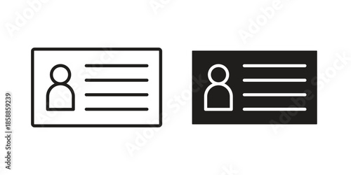 Identity card icons set in multiple style collection