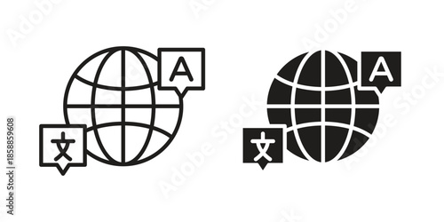 Language icons set in multiple style collection