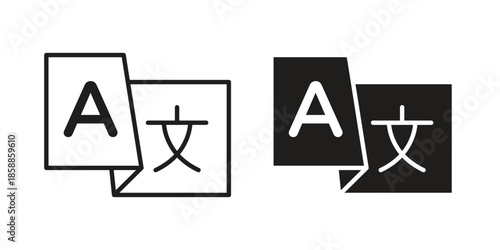 Language icons set in multiple style collection