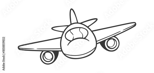 Airplane black-and-white doodle air transport
