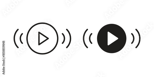 Live streaming icons set in multiple style collection