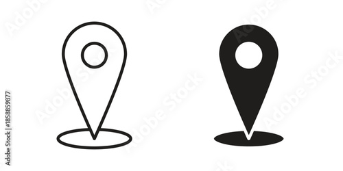 Location pin icons set in multiple style collection