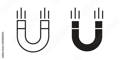 Magnet icons set in multiple style collection