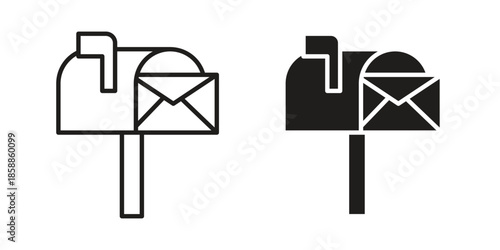 Mailbox icons set in multiple style collection