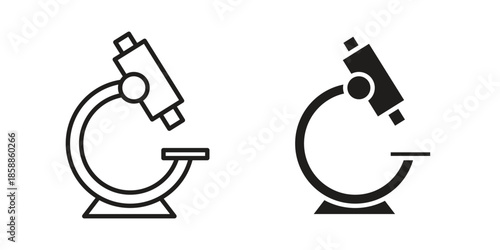 Microscope icons set in multiple style collection