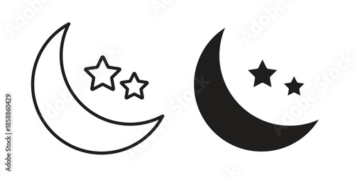 Moon icons set in multiple style collection