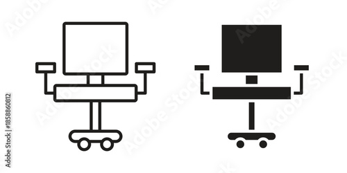 Office chair icons set in multiple style collection