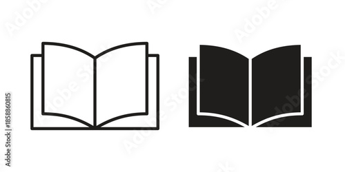 open book icons set in multiple style collection