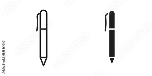 Pen icons set in multiple style collection