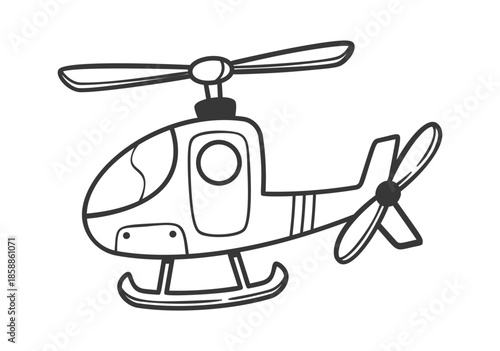 Cute doodle helicopter black-and-white design