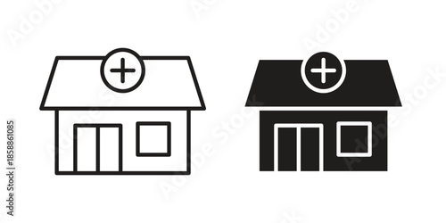 Pharmacy icons set in multiple style collection
