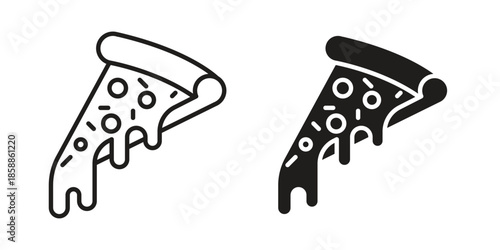 Pizza icons set in multiple style collection